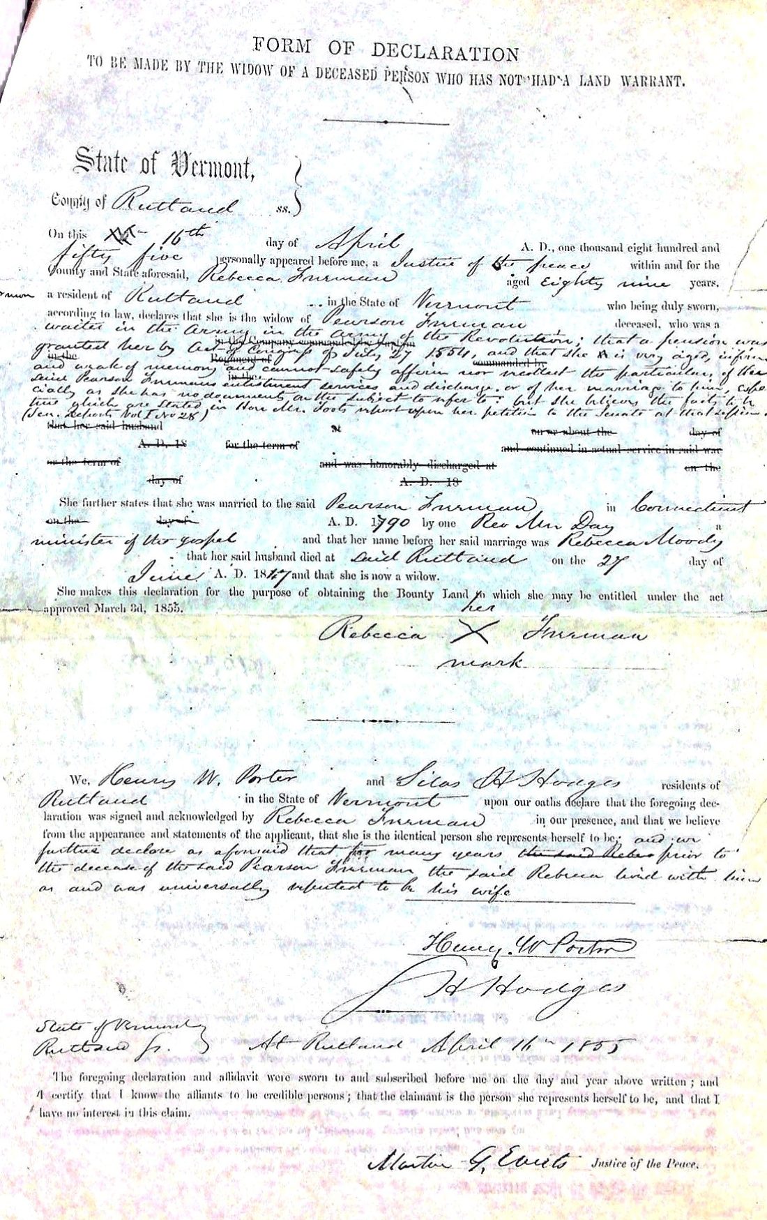 FREEMAN, Rebecca -widow petition for bounty land 2